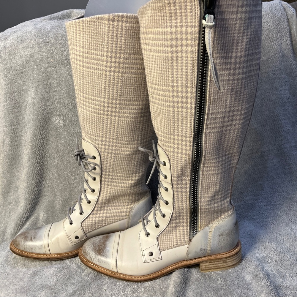 Woolrich Roadhouse Tall Boots Cream Gray Conductor Combat Boots Size 9.5 RARE - Picture 4 of 8